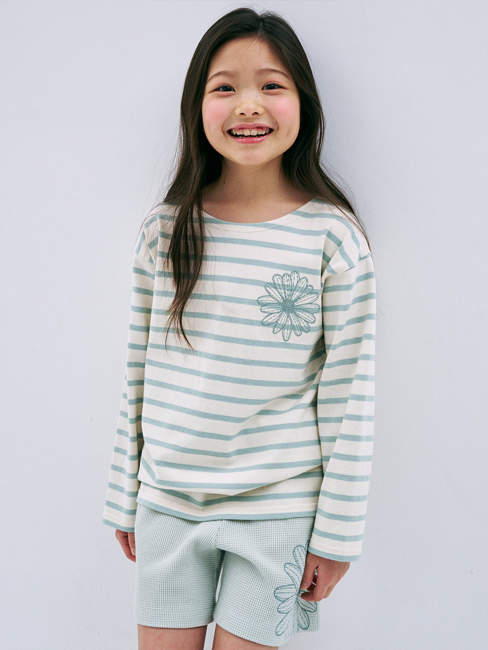 Mardi Mercredi Kids Striped Long Sleeve Tee – Mint by Mini Kelly