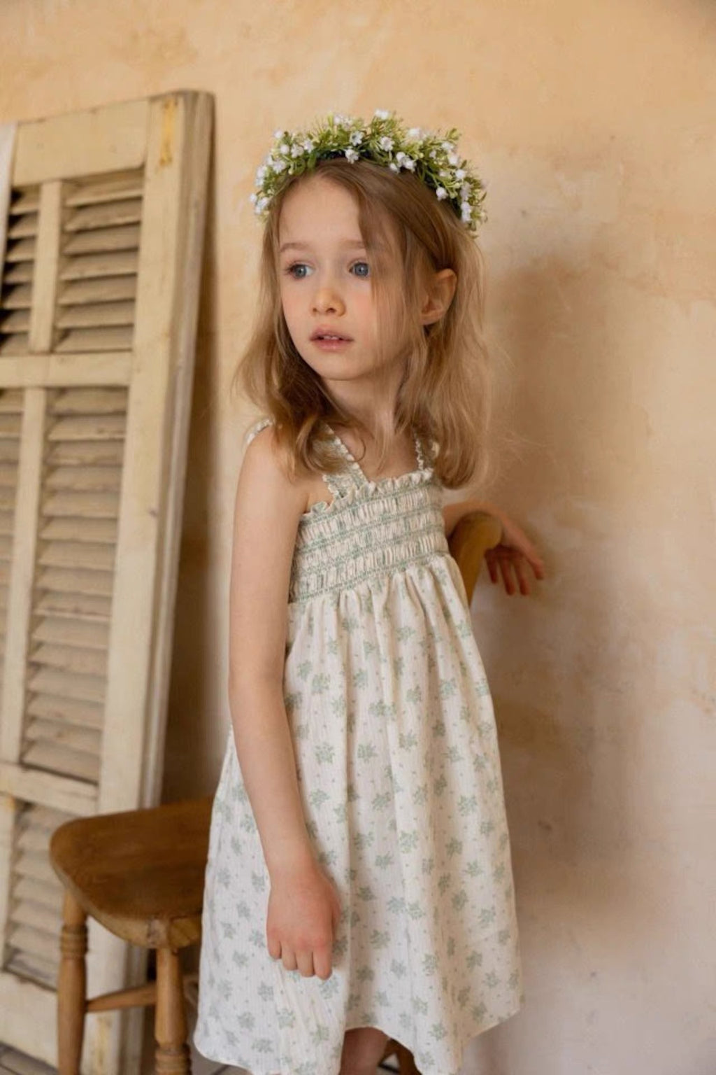 Korean Kidswear | Floral Smocked Purple Sun dress