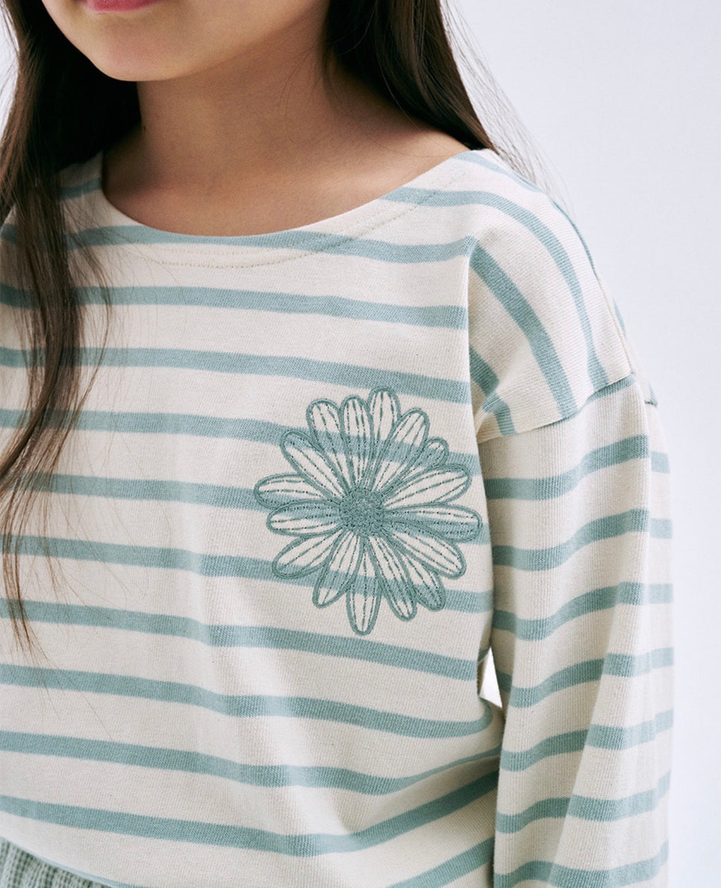 Mardi Mercredi Kids Striped Long Sleeve Tee – Mint alternate view 3 by Mini Kelly