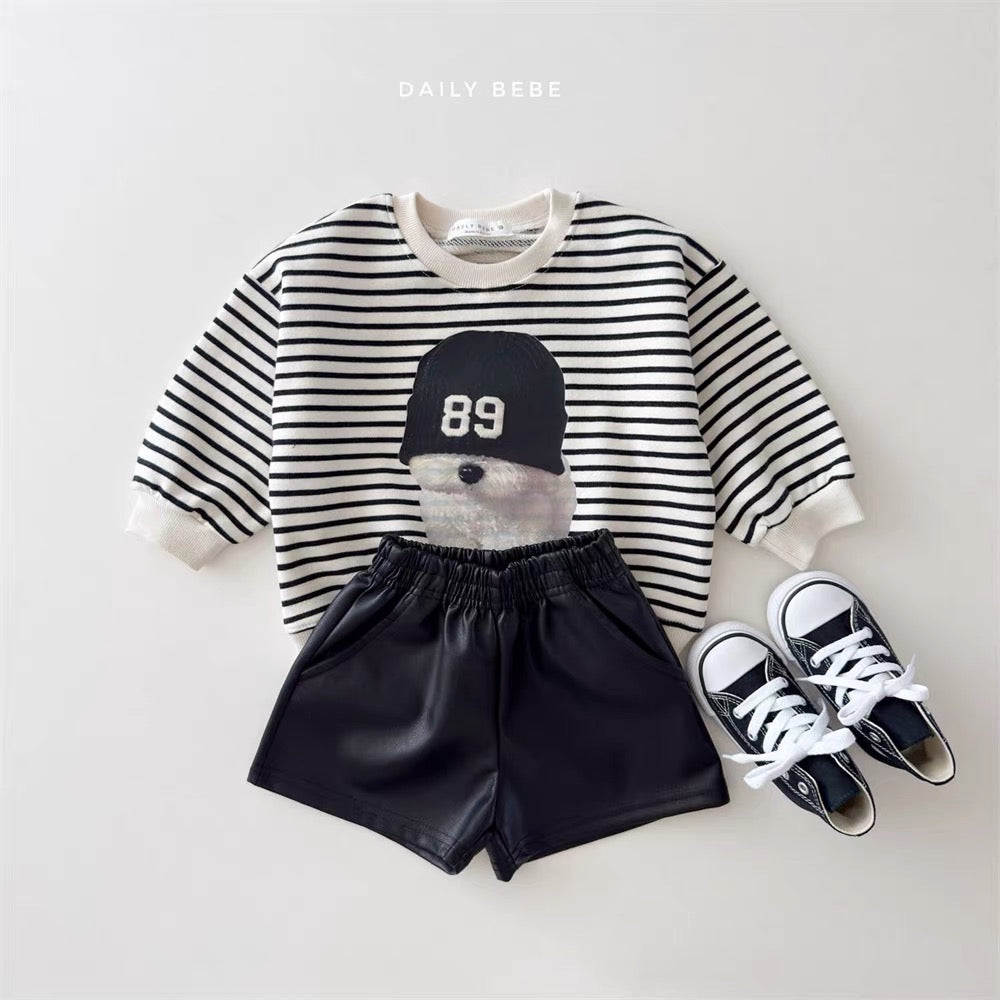 Korean Kidswear | DAILY BEBE Stripe Puppy Sweatshirt