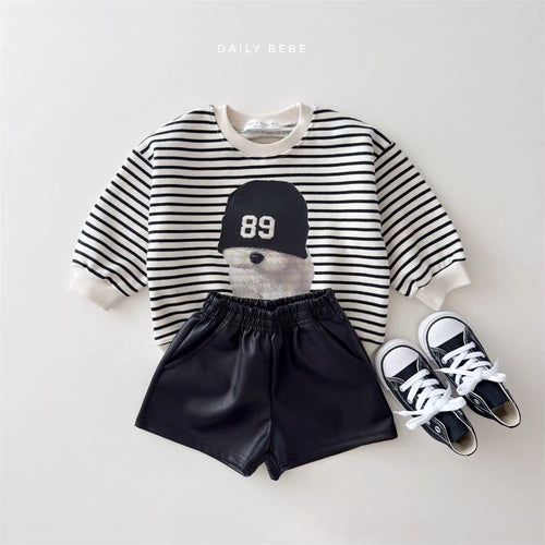 Korean Kidswear | DAILY BEBE Stripe Puppy Sweatshirt