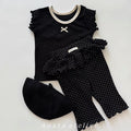 Korean Kidswear | Polka Dot Ruffle Black Leggings