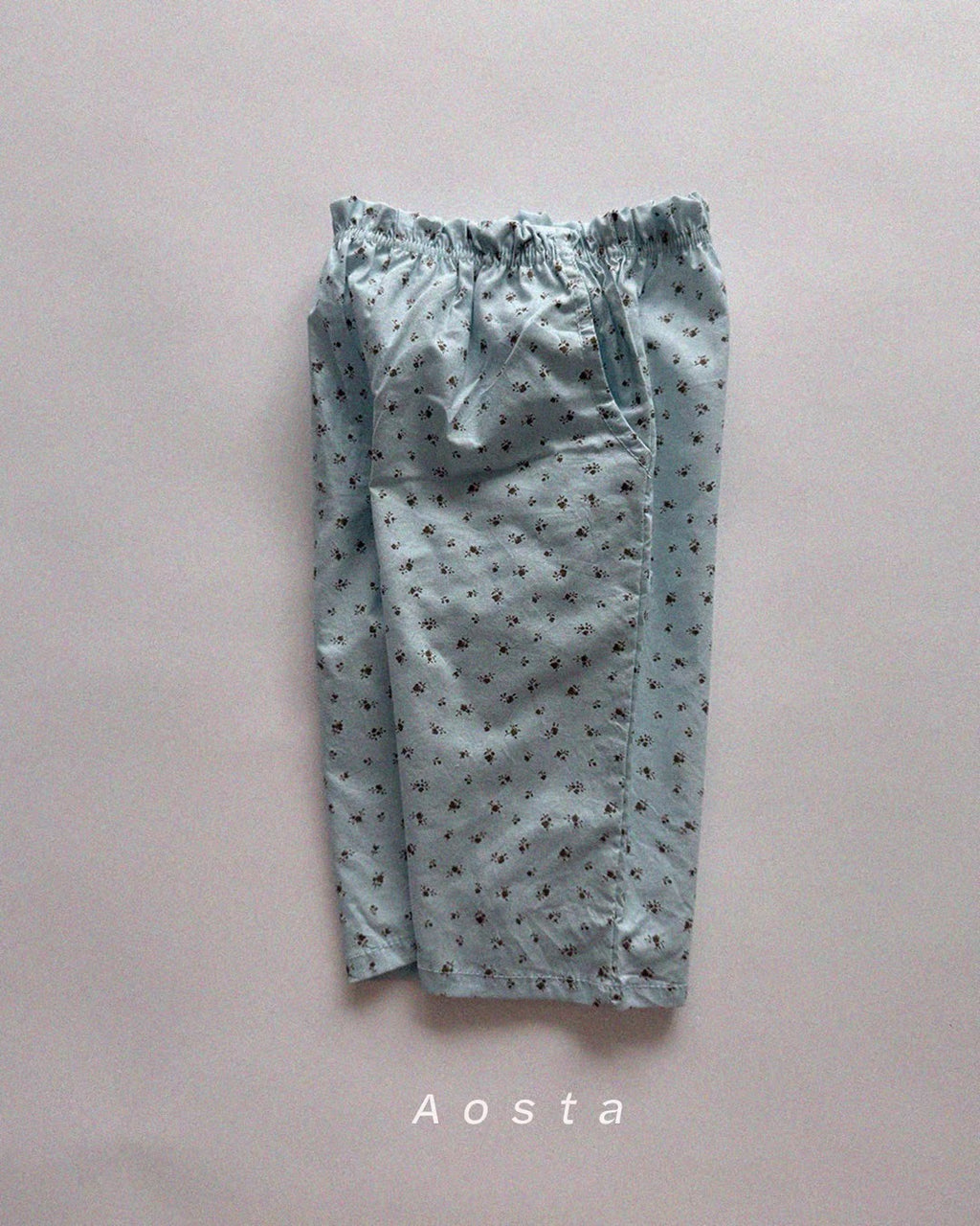 Korean Kidswear | Floral Wide-Leg Blue Pants
