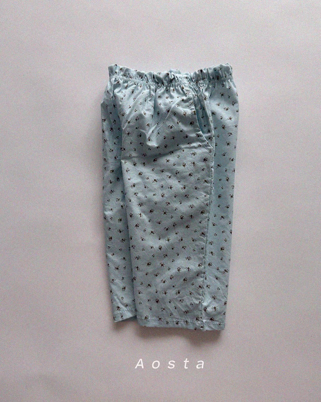 Korean Kidswear | Floral Wide-Leg Blue Pants