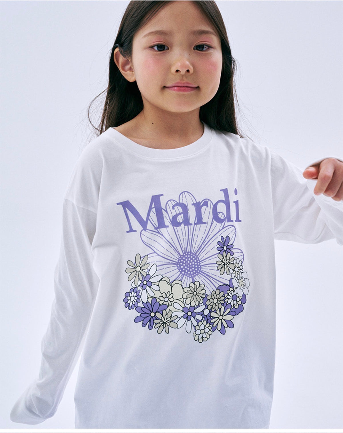 Mardi Mercredi KIDS TSHIRT LONG SLEEVE FLOWERMARDI JARDIN_IVORY LILAC (Instock)
