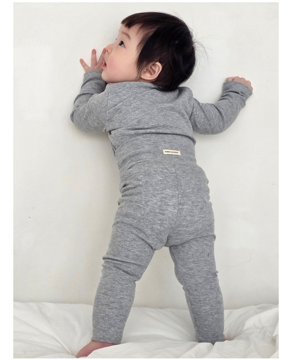 Banana Blossom Baby Cotton Ribbed Pajama Set - Grey