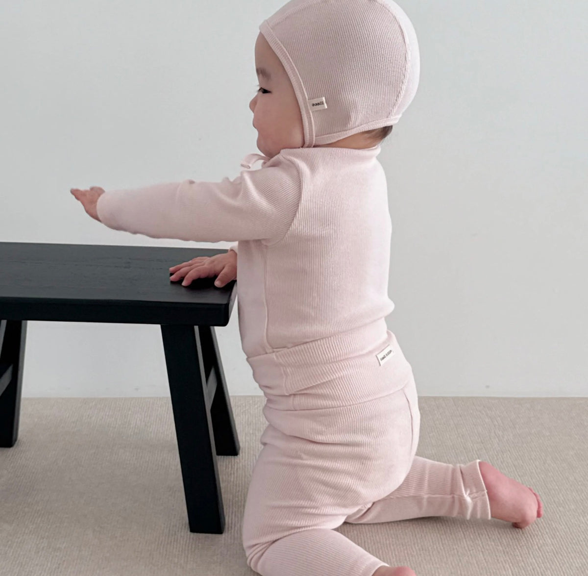 Banana Blossom Baby Cotton Ribbed Pajama Set - Pink