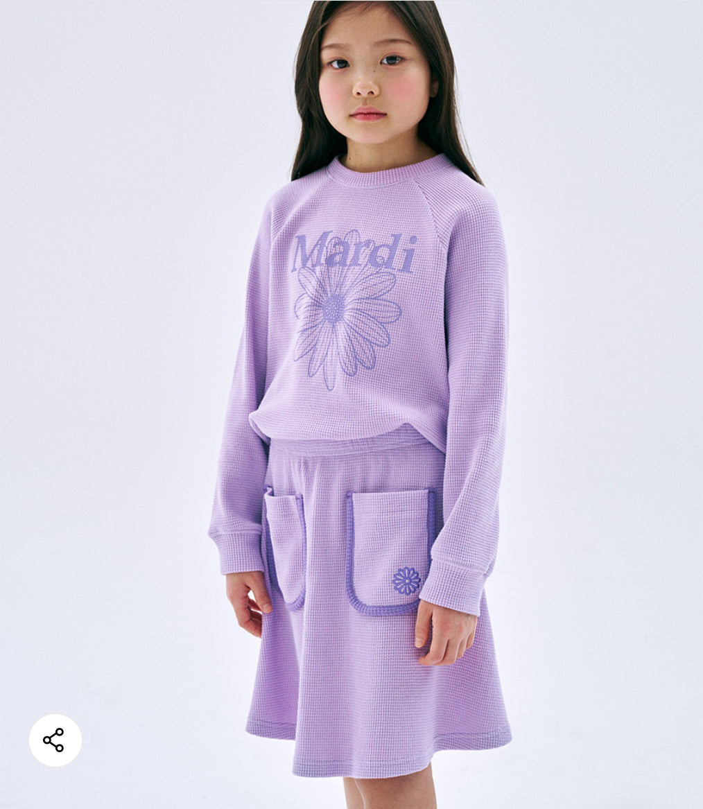 Mardi Mercredi Kids Waffle Raglan Sweatshirt – Lilac alternate view 3 by Mini Kelly