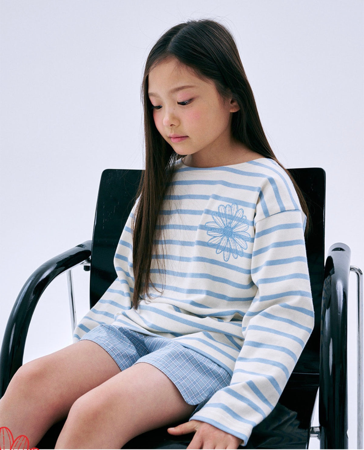 Mardi Mercredi Kids Striped Long Sleeve Tee – Blue alternate view 3 by Mini Kelly