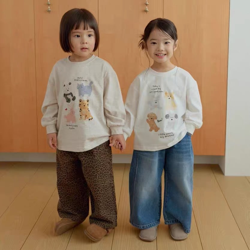 Korean Kidswear | DAILY BEBE Leopard Wide Leg Pants