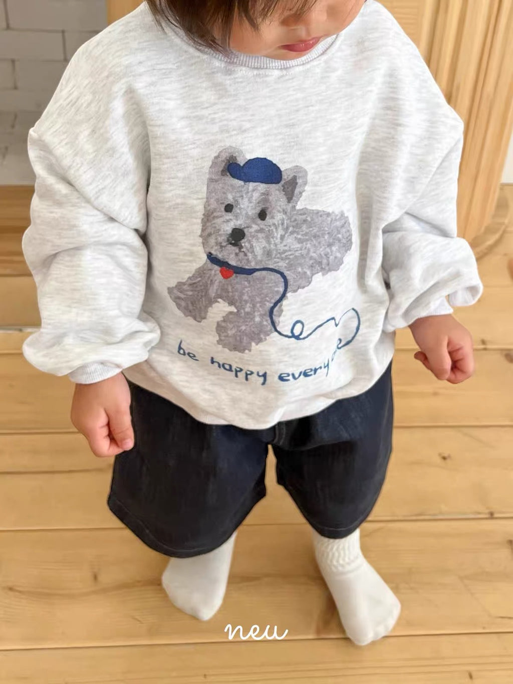 Korean Kidswear | Puppy Graphic Oversized Sweatshirt