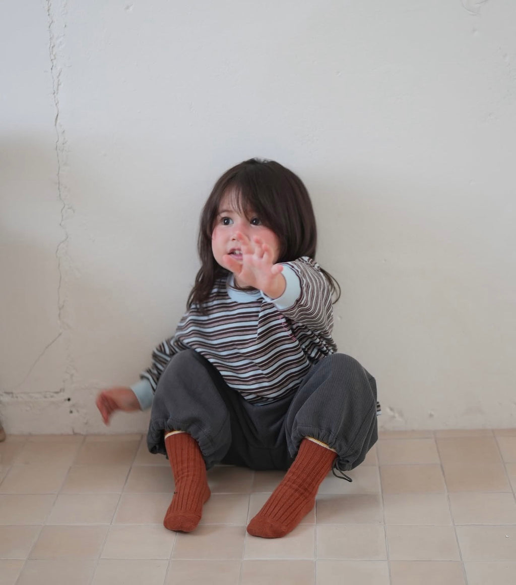 Korean Kidswear | Oversized Striped Long Sleeve Tee