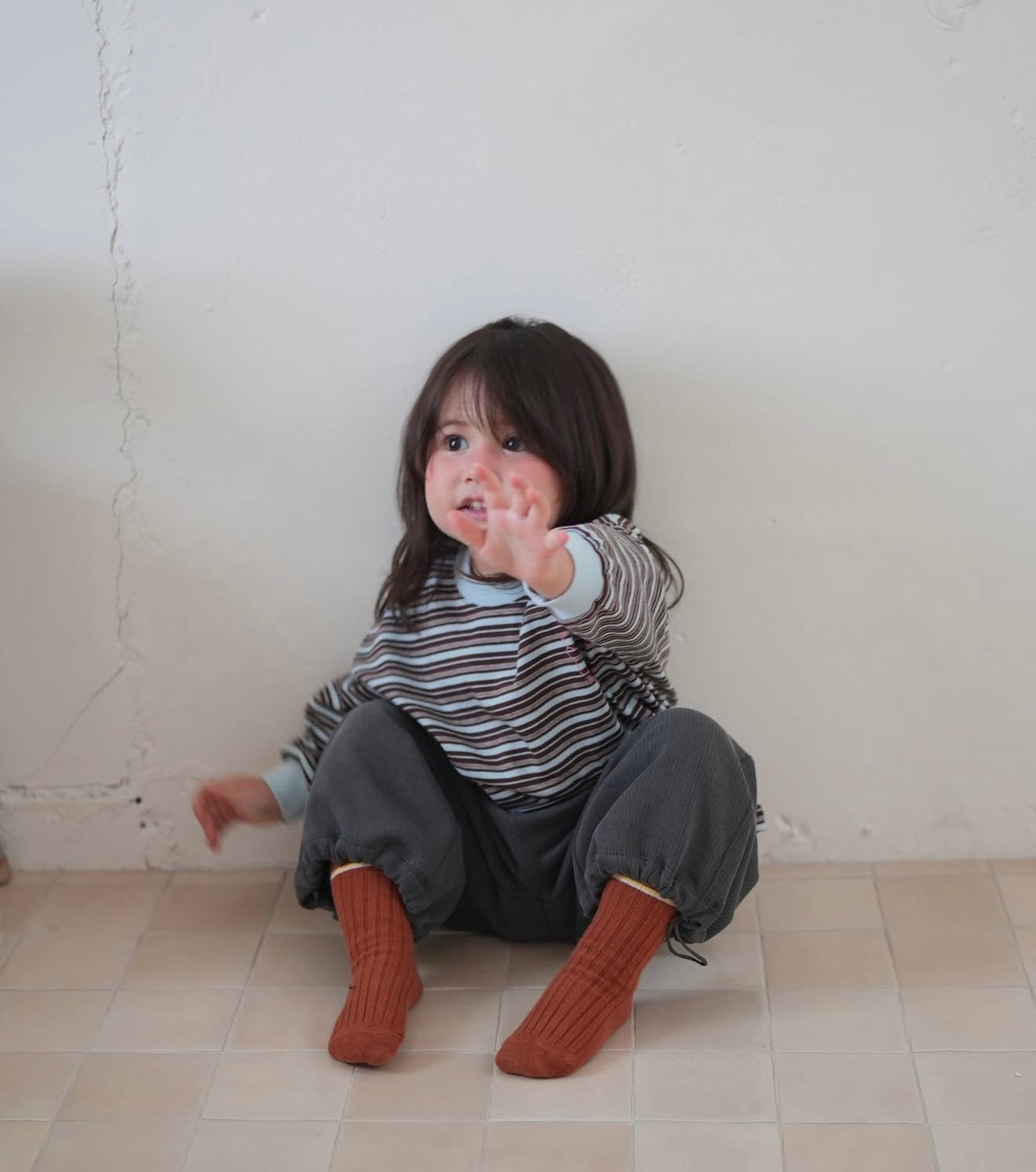 Korean Kidswear | Oversized Striped Long Sleeve Tee