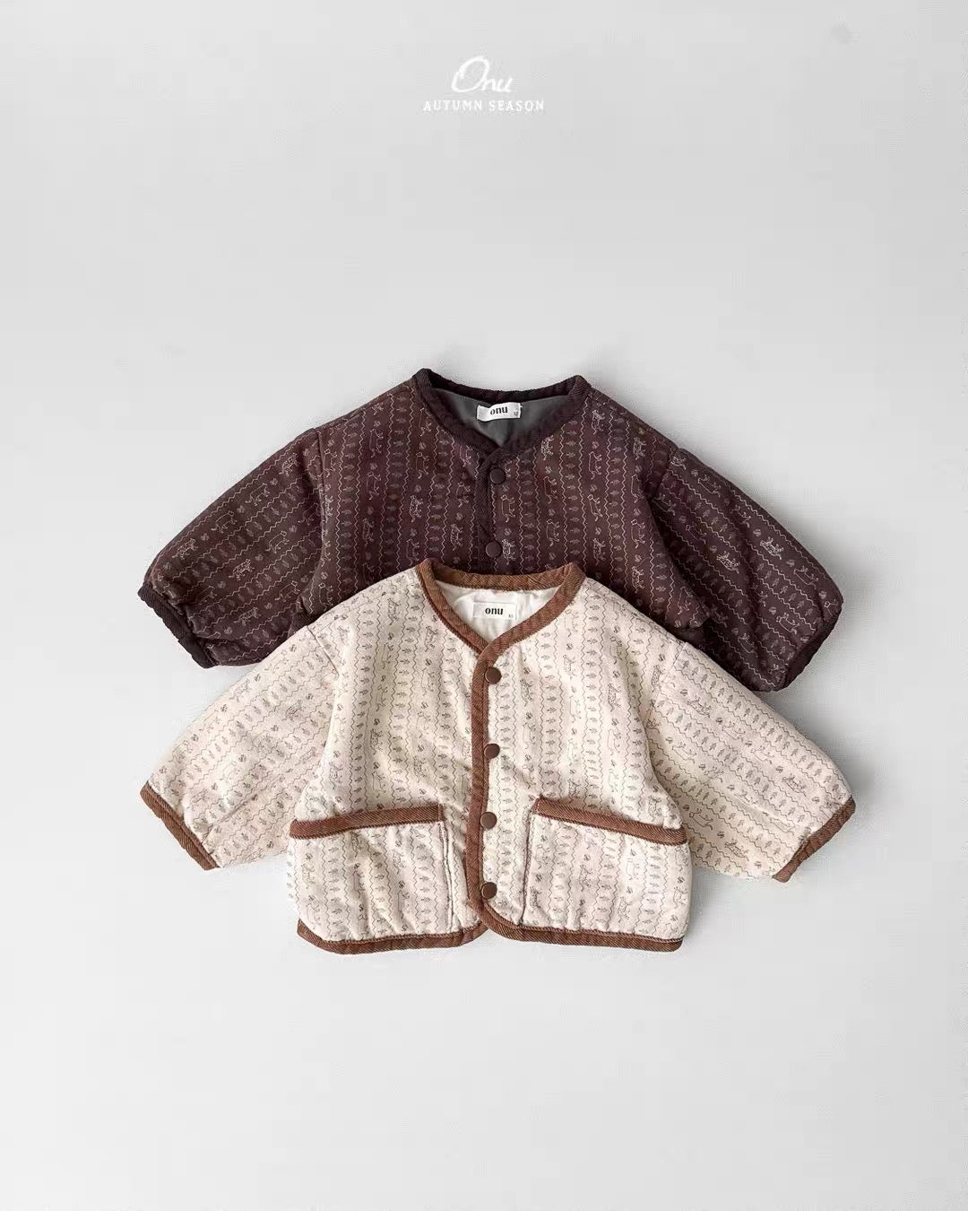 Korean Kidswear | ONU Quilted Printed Jacket – Beige