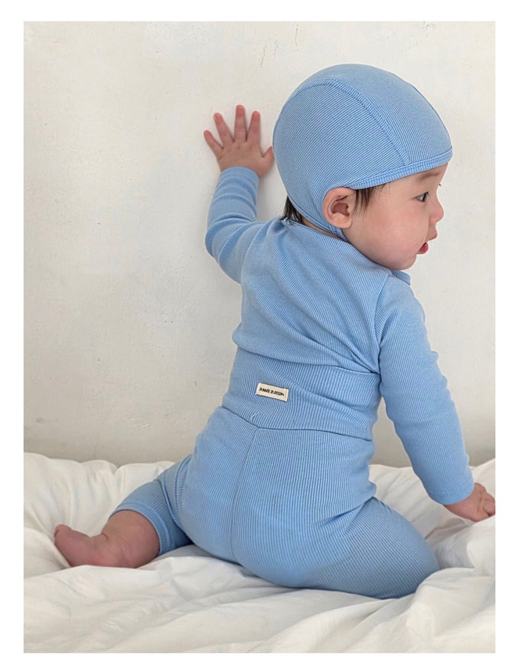 Banana Blossom Baby Cotton Ribbed Pajama Set - Blue