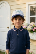Stripe Embroidered Baseball Cap – Navy by Mini Kelly