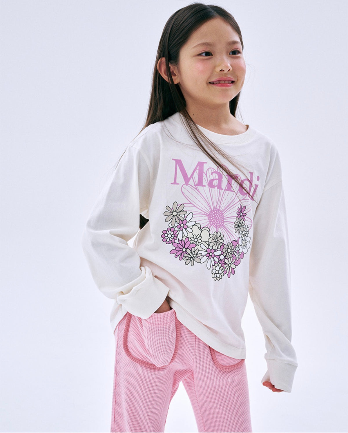 Mardi Mercredi KIDS TSHIRT LONG SLEEVE FLOWERMARDI JARDIN_CREAM PINKLAVENDER (Instock)