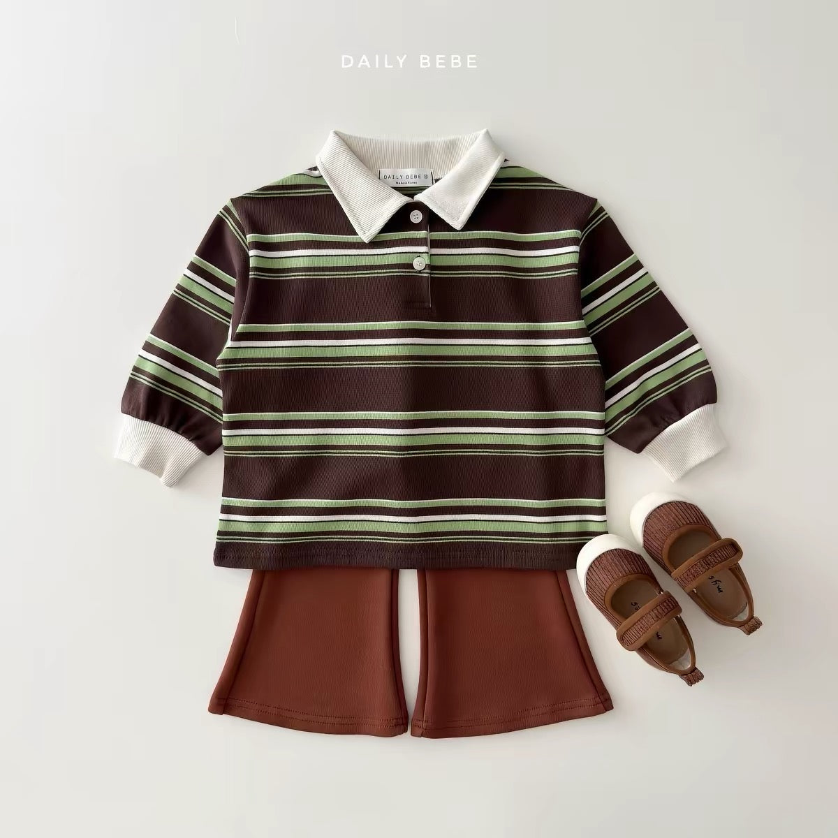 Korean Kidswear | DAILY BEBE Stripe Rugby Polo Top