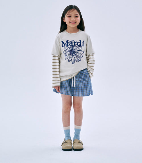 Mardi Mercredi KIDS TSHIRT FLOWERMARDI NEEDLEWORK_LIGHTBEIGE BLUE