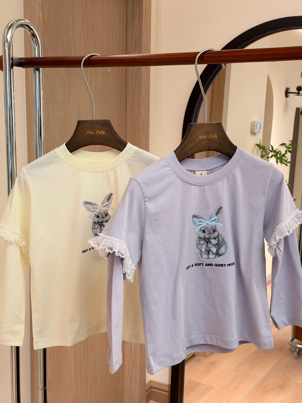 Korean Kidswear | Bunny Lace Long Sleeve Lavender Tee