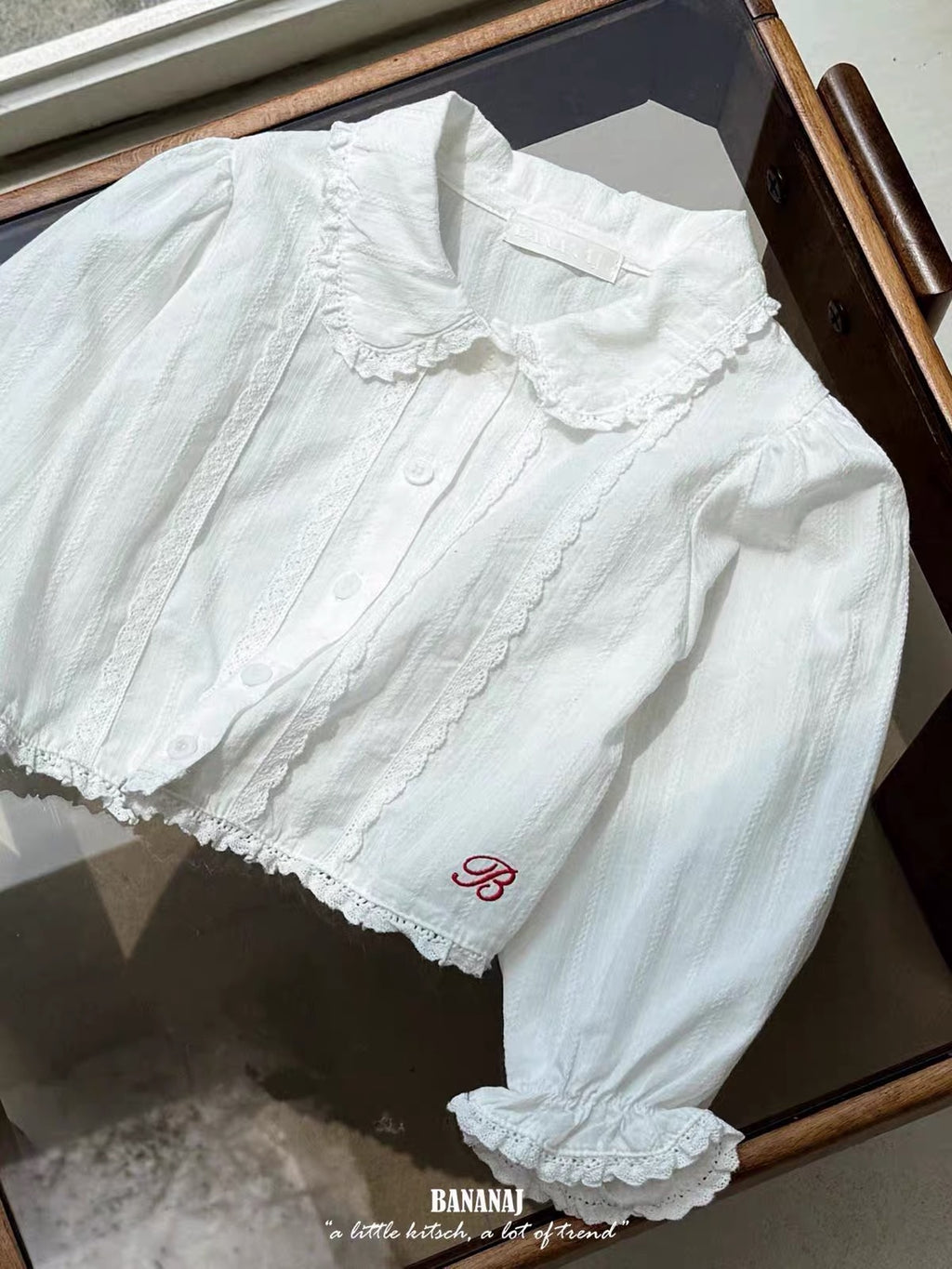 Lace Collar White Blouse alternate view 8 by Mini Kelly
