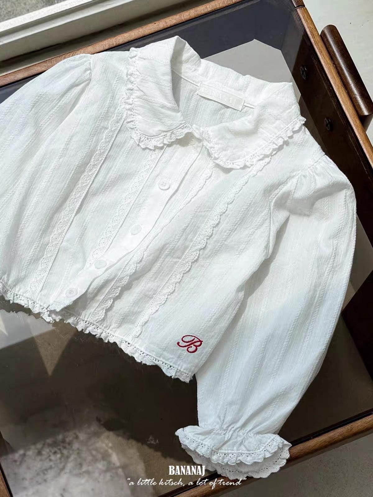 Lace Collar White Blouse alternate view 8 by Mini Kelly