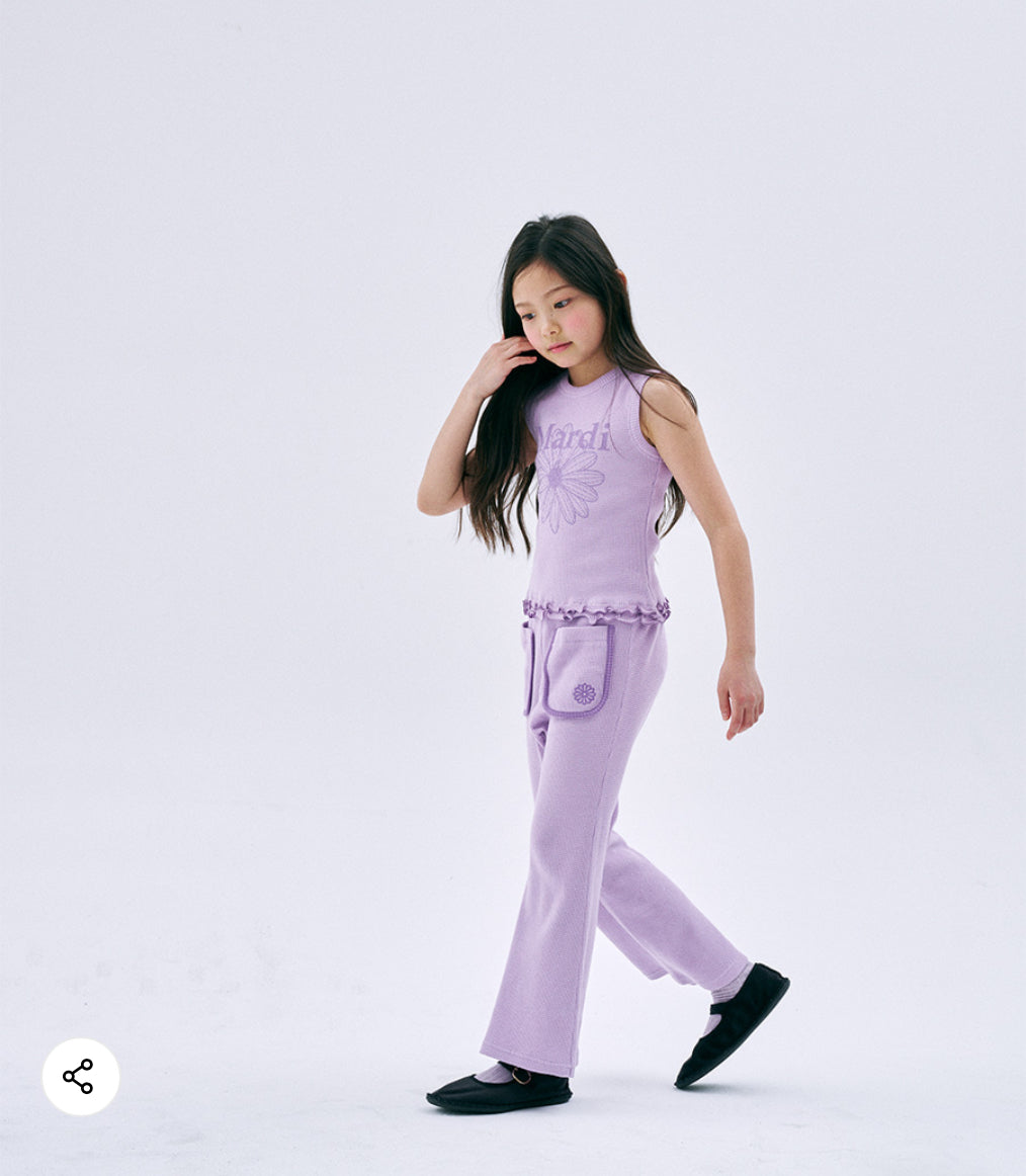 Mardi Mercredi Kids Waffle Flare Pants – Purple alternate view 4 by Mini Kelly