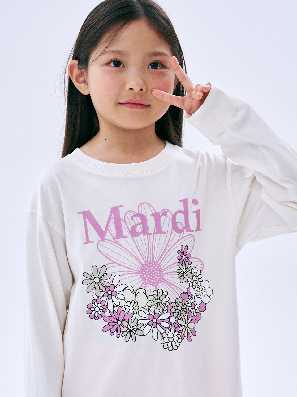 Mardi Mercredi KIDS TSHIRT LONG SLEEVE FLOWERMARDI JARDIN_CREAM PINKLAVENDER (Instock)