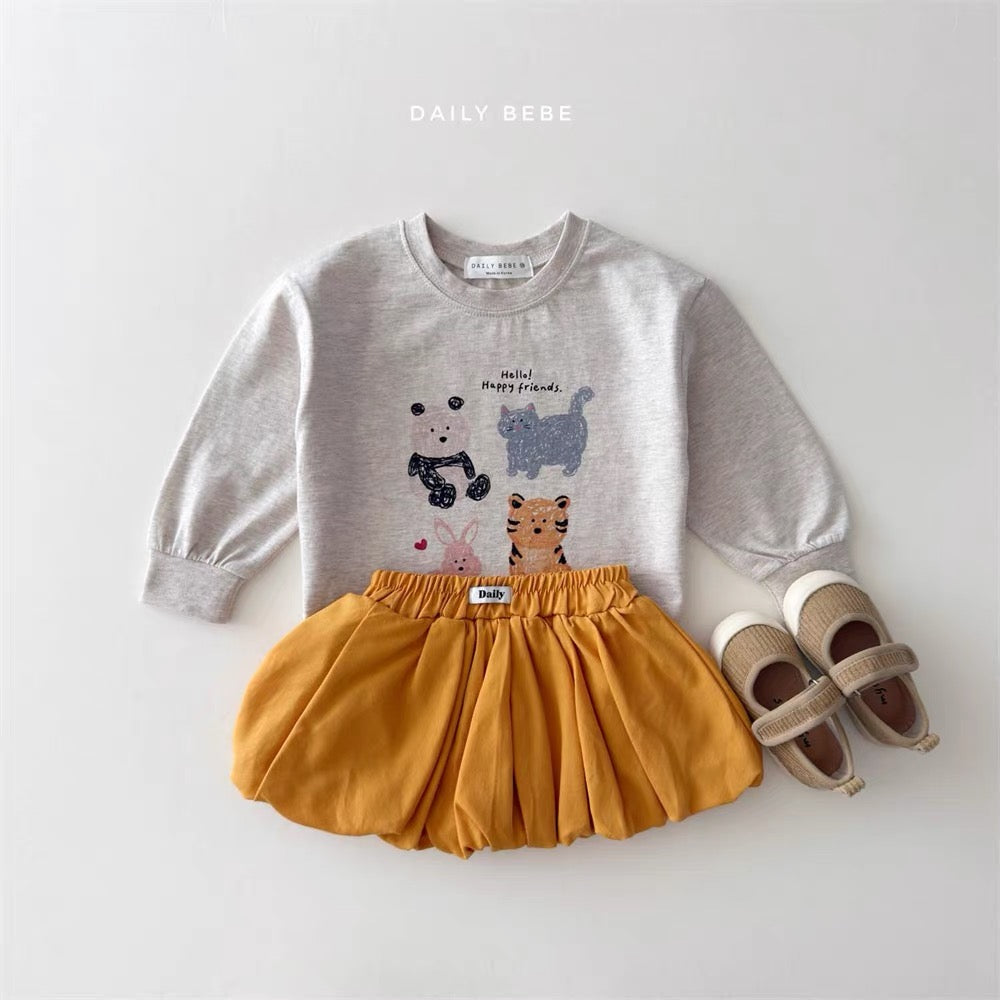 Korean Kidswear | DAILY BEBE Happy Friends Graphic Long Sleeve Top