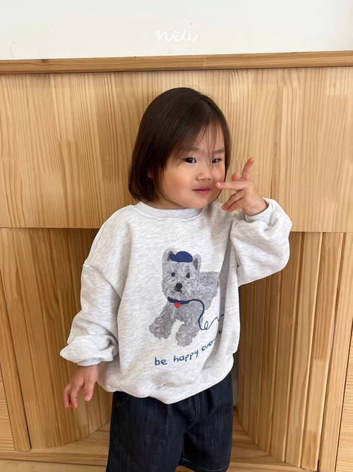 Korean Kidswear | Puppy Graphic Oversized Sweatshirt