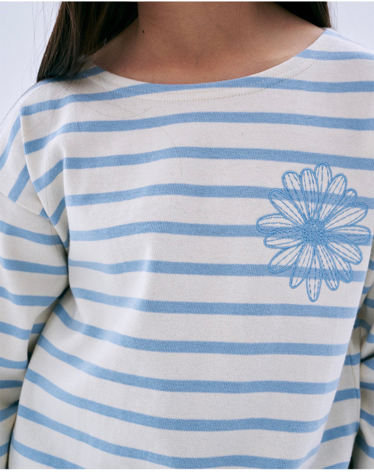 Mardi Mercredi Kids Striped Long Sleeve Tee – Blue alternate view 2 by Mini Kelly