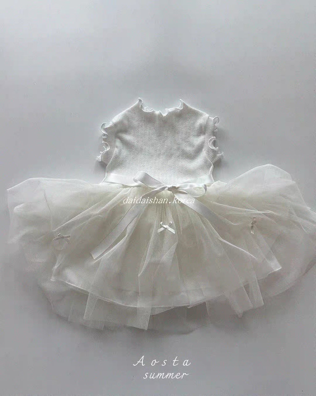Korean Kidswear Floral Embroidered Tulle Princess Dress | White (Instock)