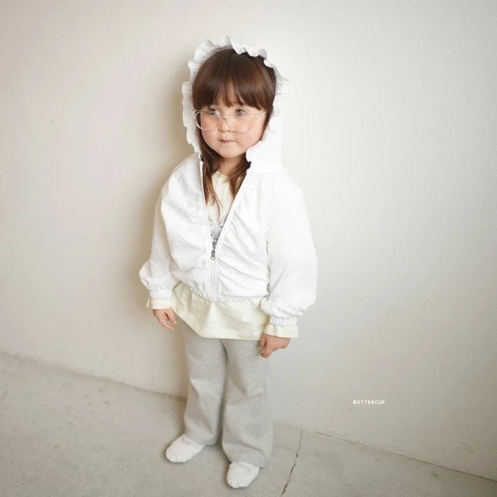 Korean Kidswear | Buttercup Textured Ruffle Zip-Up Jacket