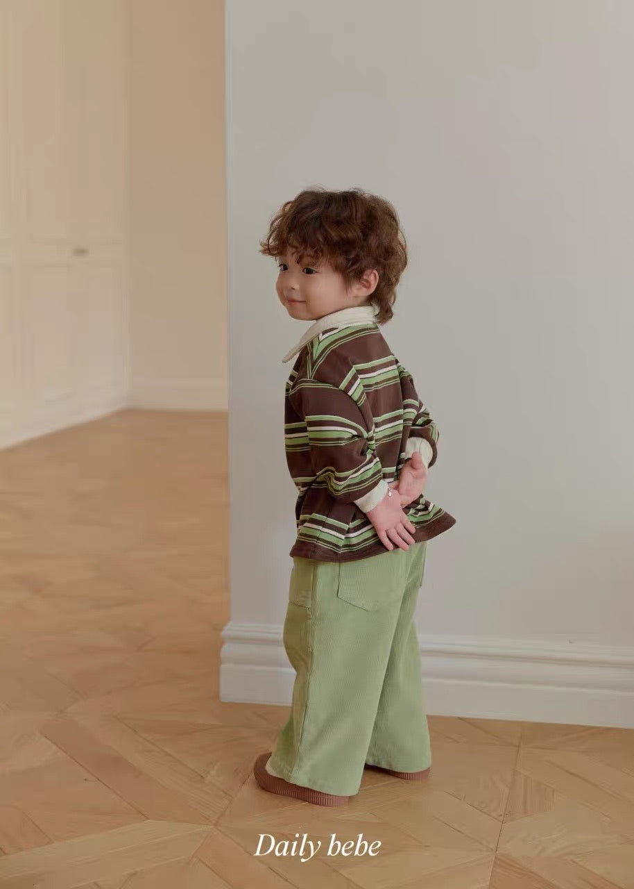 Korean Kidswear | DAILY BEBE Stripe Rugby Polo Top