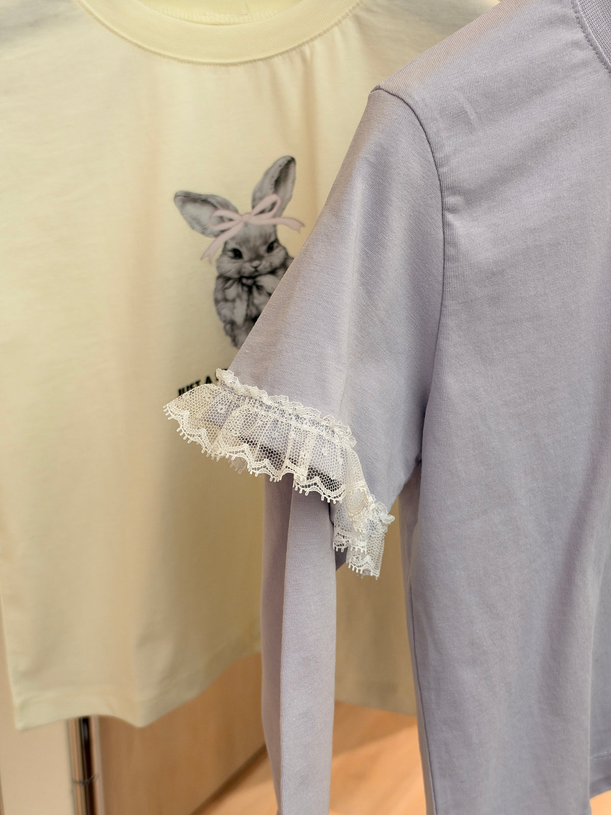 Korean Kidswear | Bunny Lace Long Sleeve Lavender Tee