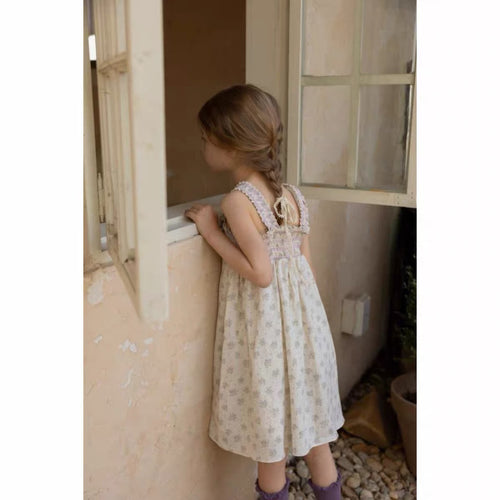 Korean Kidswear | Floral Smocked Purple Sun dress