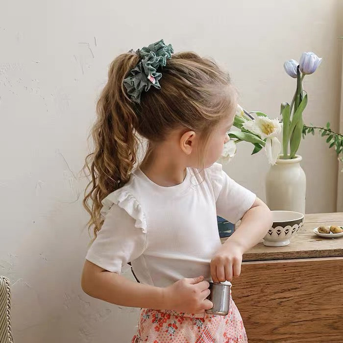 Korean Kidswear - Flutter Sleeve Ribbed Tee