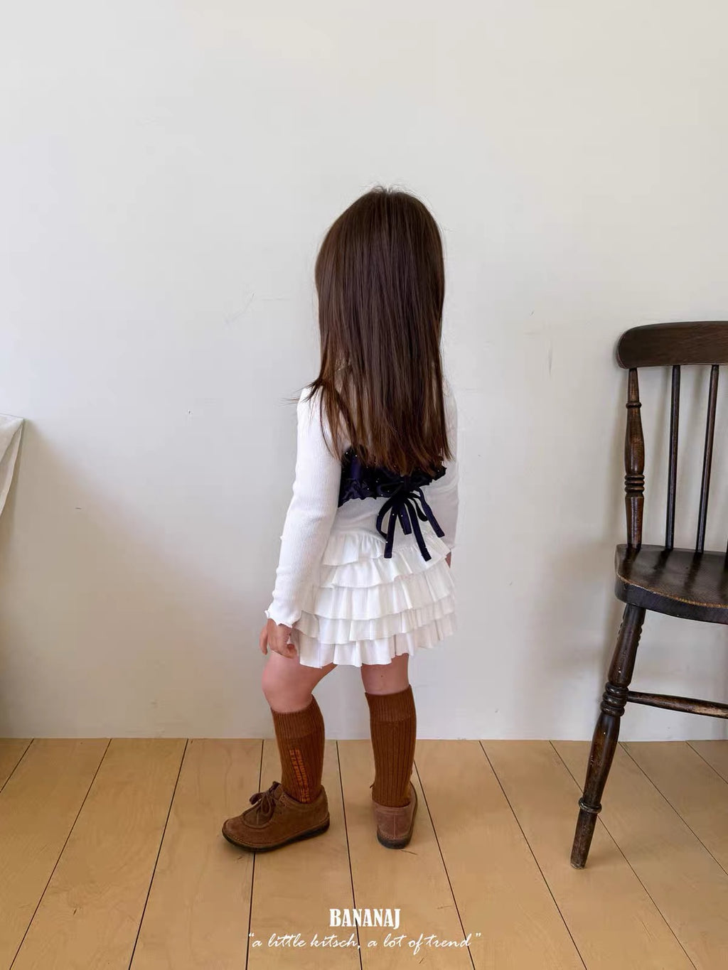 Korean Kidswear | Ribbed Tiered Ruffle Long Sleeve Dress