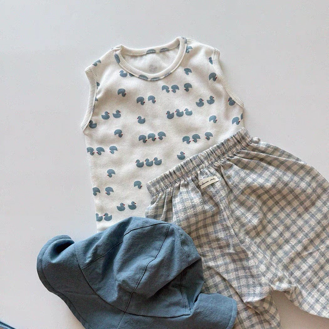 Korean Kidswear | Duck Print Ribbed Tank Top