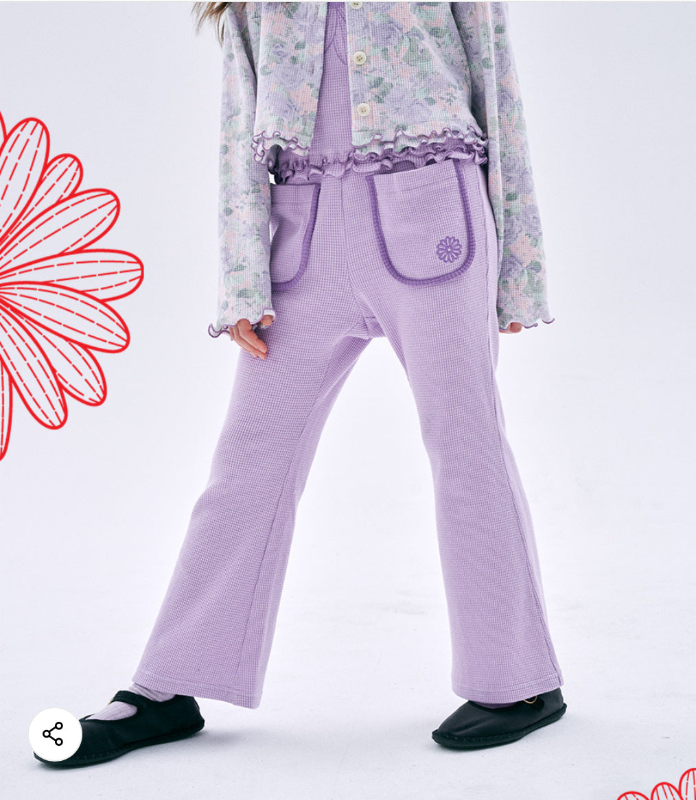 Mardi Mercredi Kids Waffle Flare Pants – Purple alternate view 2 by Mini Kelly