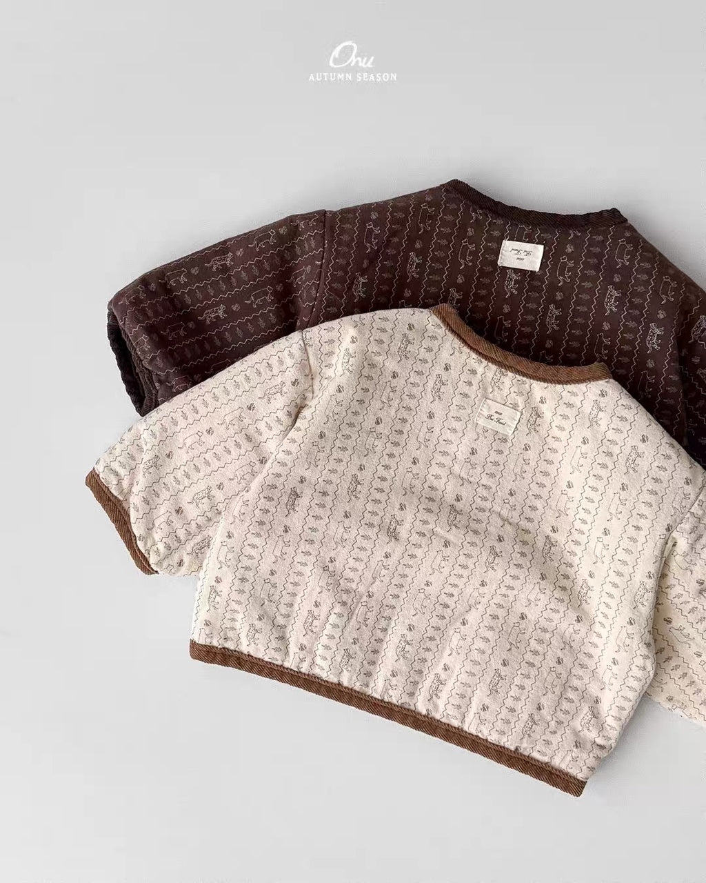 Korean Kidswear | ONU Quilted Printed Jacket – Beige