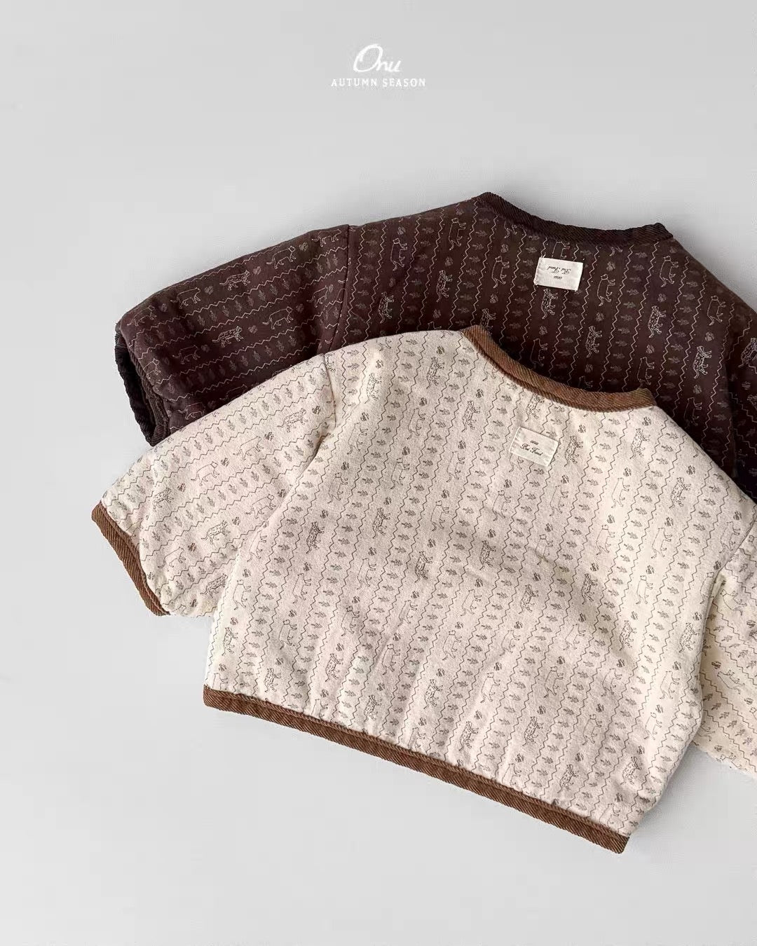 Korean Kidswear | ONU Quilted Printed Jacket – Beige