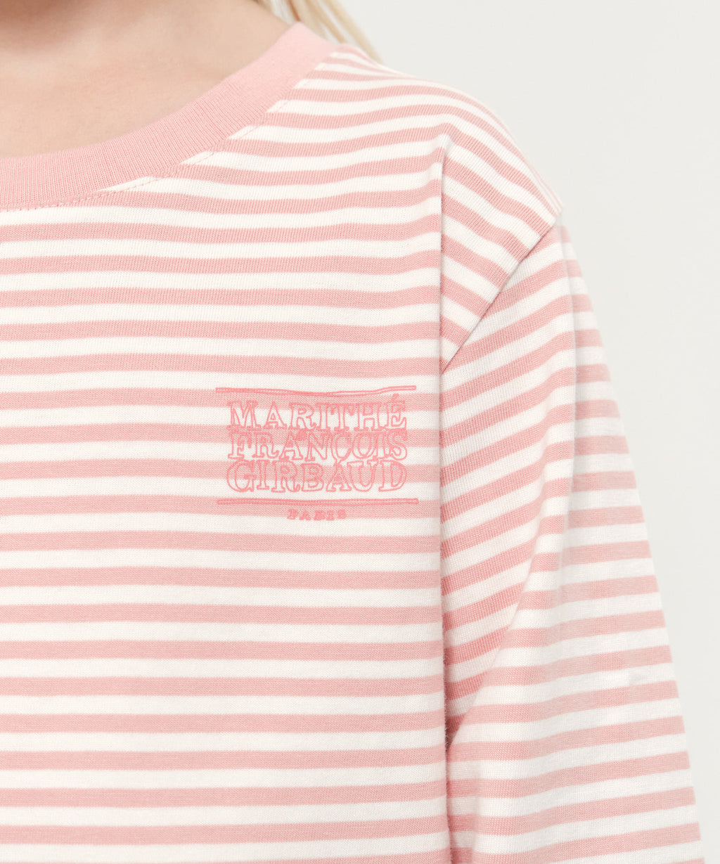 Marithe KIDS DOODLE CLASSIC LOGO SOLID&STRIPE LONG SLEEVE Top (2PACK) coral pink