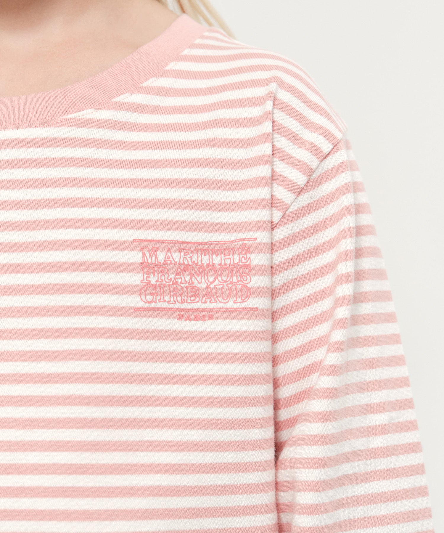 Marithe KIDS DOODLE CLASSIC LOGO SOLID&STRIPE LONG SLEEVE Top (2PACK) coral pink