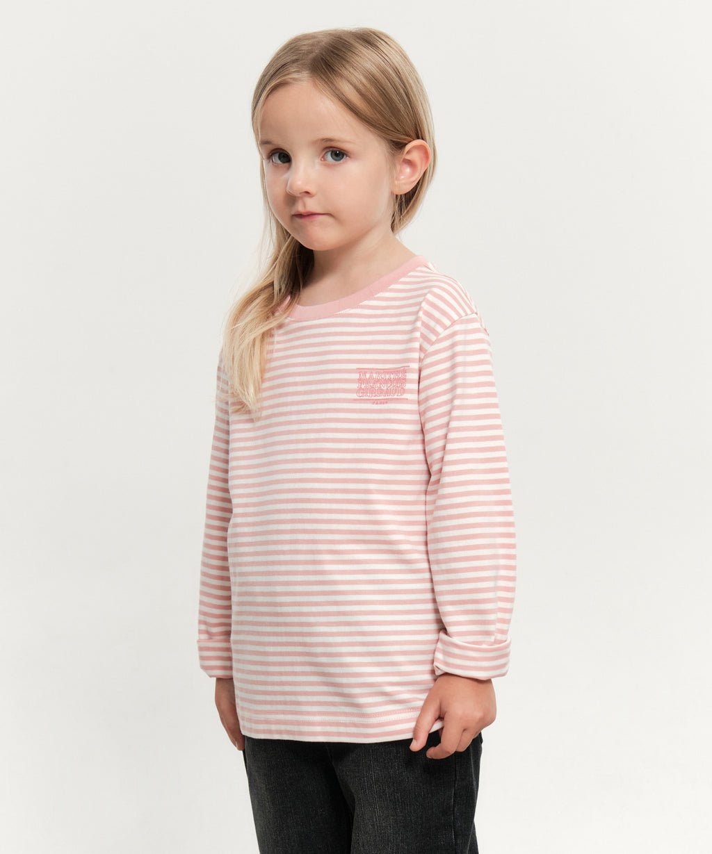 Marithe KIDS DOODLE CLASSIC LOGO SOLID&STRIPE LONG SLEEVE Top (2PACK) coral pink