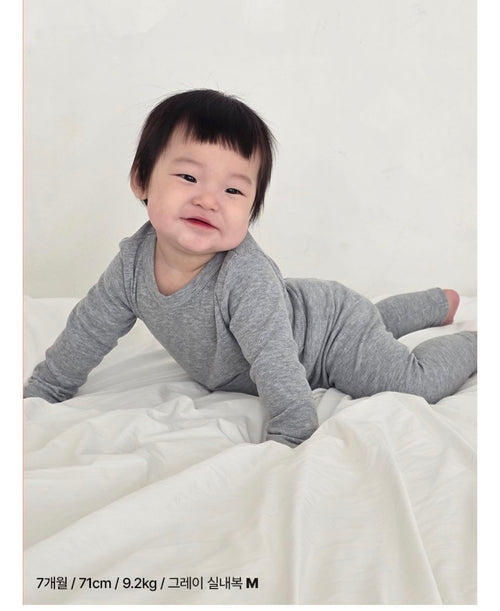 Banana Blossom Baby Cotton Ribbed Pajama Set - Grey