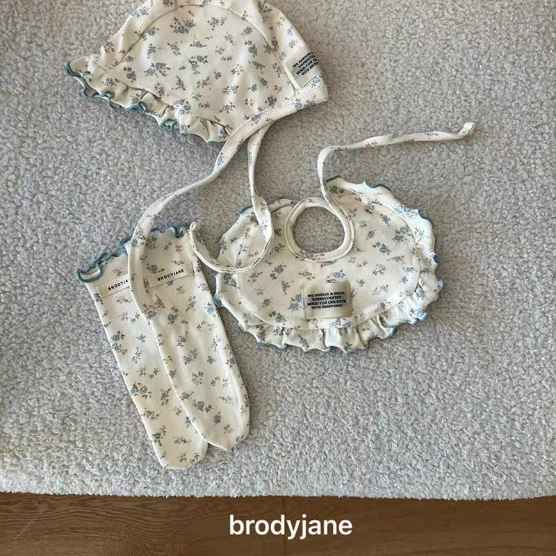 Korean Kidswear | Brody Jane Blue Floral Baby 4-Piece Set