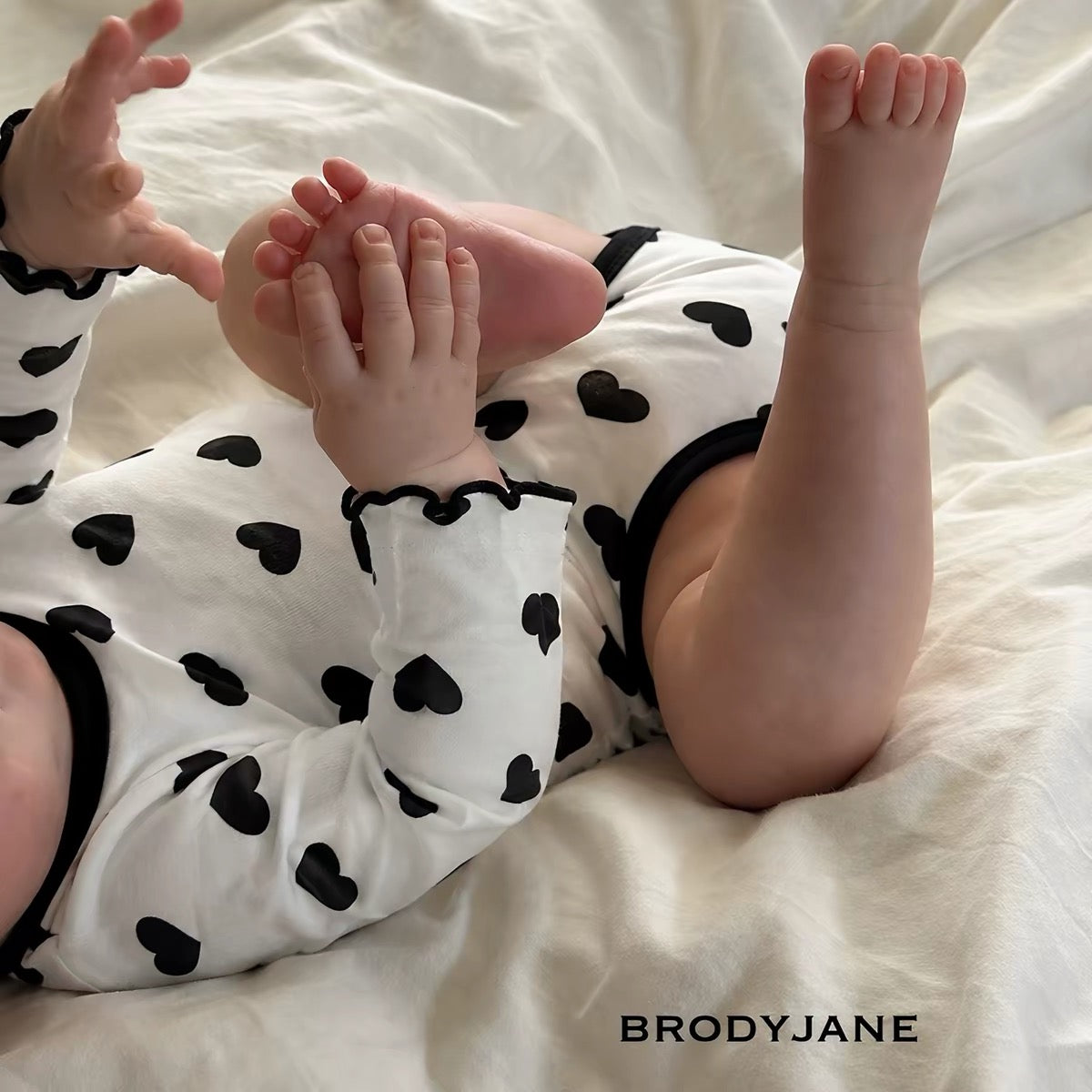 Korean Kidswear | Brody Jane Black Heart Baby 4-Piece Set