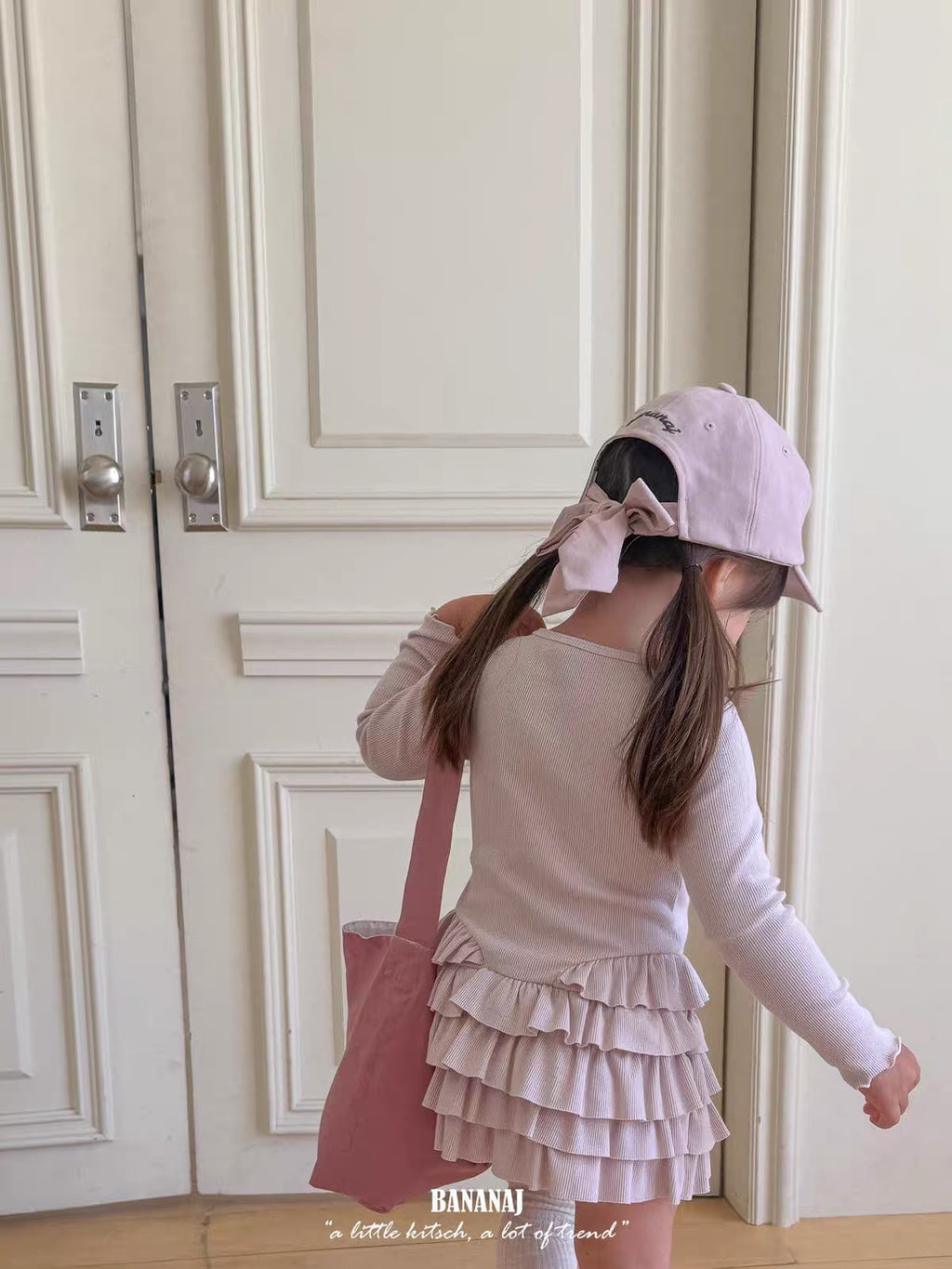 Korean Kidswear | Ribbed Tiered Ruffle Long Sleeve Dress