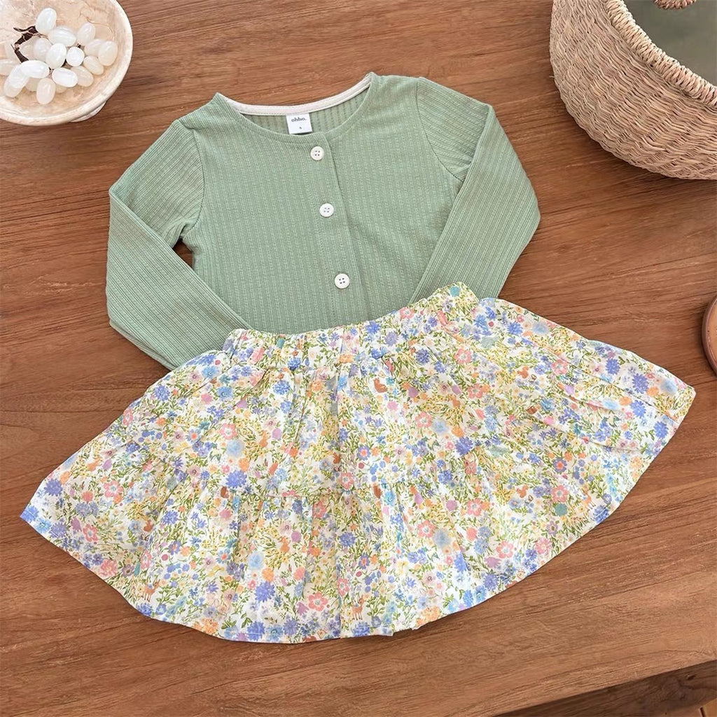 Korean Kidswear | Floral Twirl Skirt Shorts